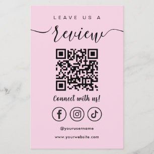 Prospectus 14 Cm X 21,6 Cm Laissez-Nous Un Avis Qr Code Social Media Logo Ros