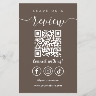 Prospectus 14 Cm X 21,6 Cm Laissez-nous un commentaire Qr Code Social Media L