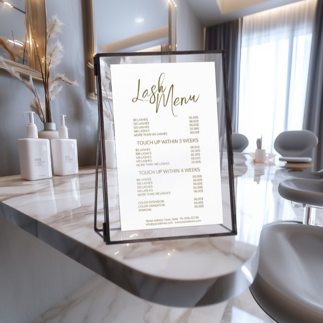 Prospectus 14 Cm X 21,6 Cm Lash Menu Eyelash Extensions Minimale Simple Simpl (Perfect for business)