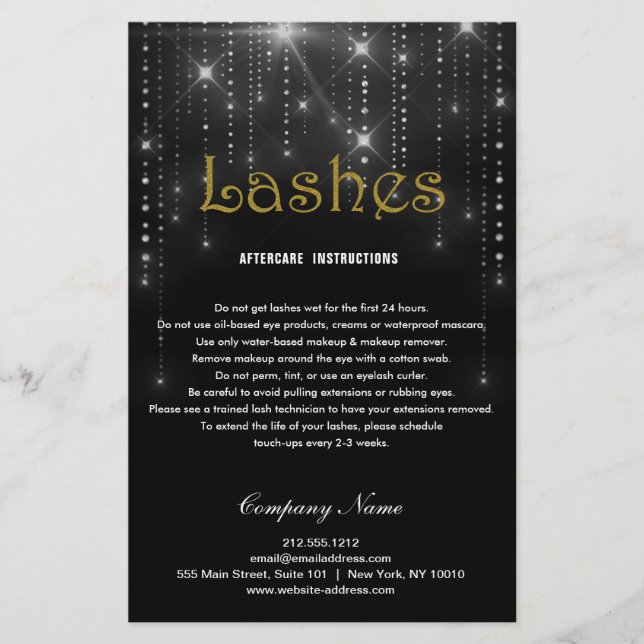 Prospectus 14 Cm X 21,6 Cm Lashes AFTERCARE instructions flyer (Devant)