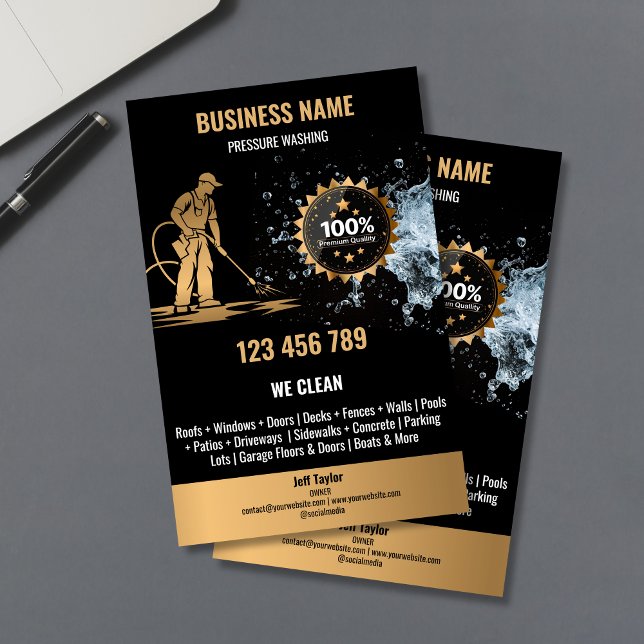 Prospectus 14 Cm X 21,6 Cm Lavage de puissance de pression professionnel Gold (Créateur téléchargé)
