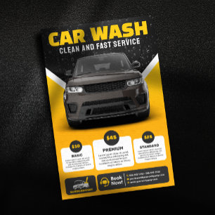 Prospectus 14 Cm X 21,6 Cm Lavage de voiture jaune Détails de lavage de voitu