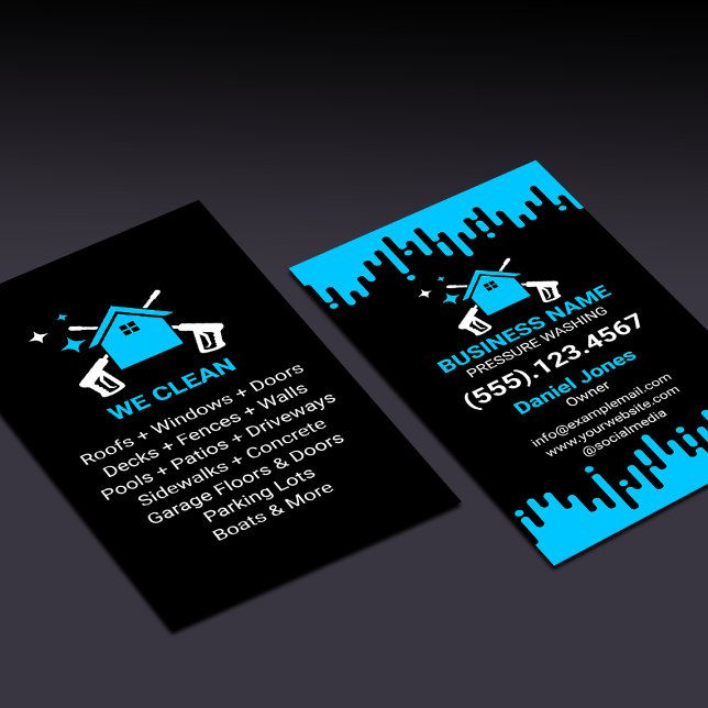 Prospectus 14 Cm X 21,6 Cm Lavage professionnel à pression noir et bleu (Créateur téléchargé)