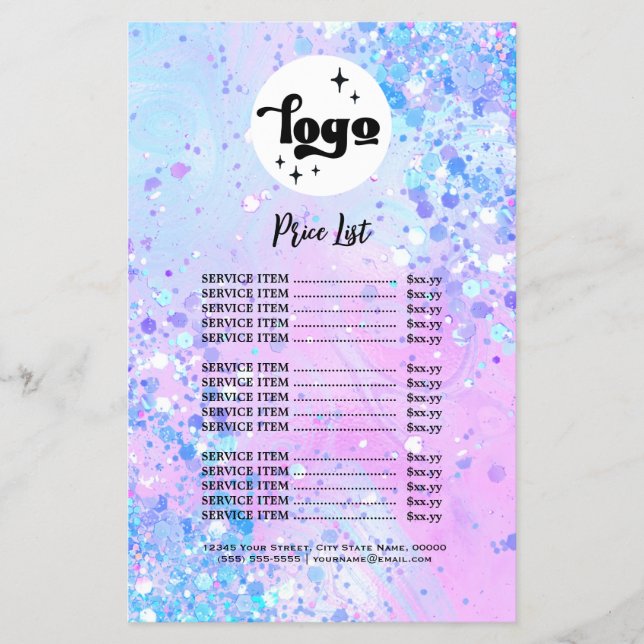 Prospectus 14 Cm X 21,6 Cm lavande chunky parties scintillant salon de beauté (Devant)