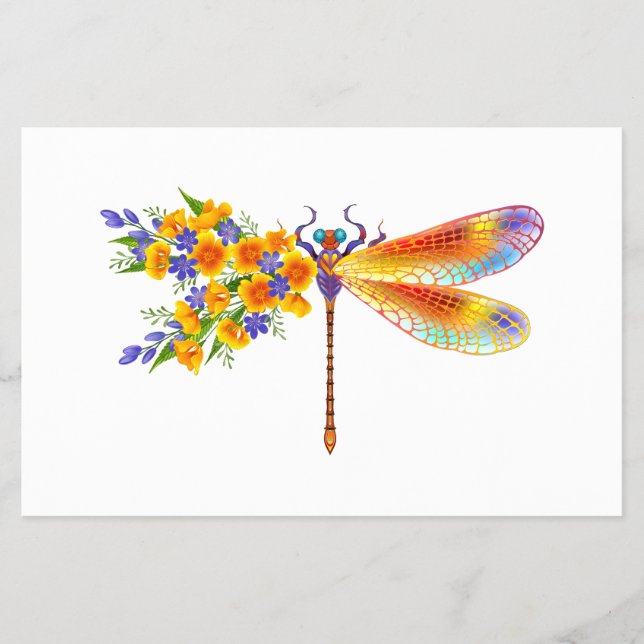 Prospectus 14 Cm X 21,6 Cm libellule de fleurs jaunes (Devant)