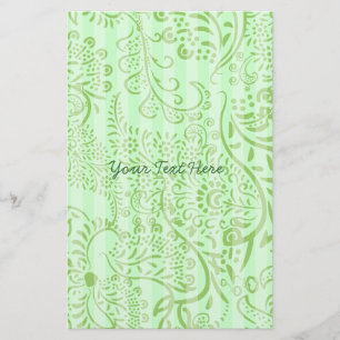 Prospectus 14 Cm X 21,6 Cm Lime et Aqua Blue White Damask Swils Flyer