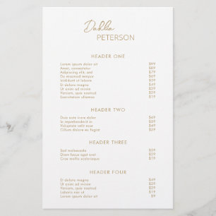 Prospectus 14 Cm X 21,6 Cm Liste de prix d'affaires en or minimal moderne