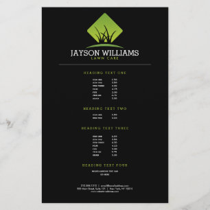 Prospectus 14 Cm X 21,6 Cm Liste de prix de logo de gazon de soins de pelouse