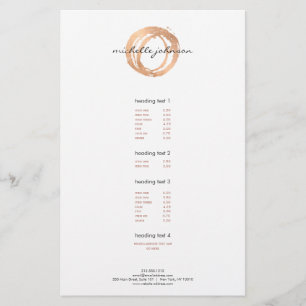 Prospectus 14 Cm X 21,6 Cm Liste de prix des cercles peints en or rose faux l