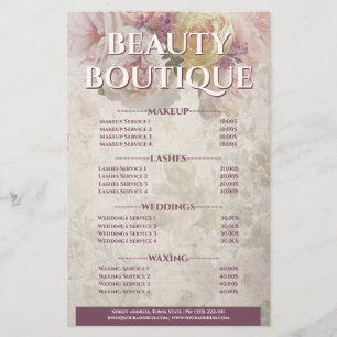 Prospectus 14 Cm X 21,6 Cm Liste de prix des fleurs de crèmes de la boutique 