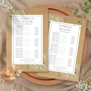 Prospectus 14 Cm X 21,6 Cm Liste de prix du menu de service recto-verso Folia