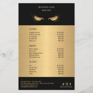 Prospectus 14 Cm X 21,6 Cm Liste de Prix du Salon Luxueux Noir et Or