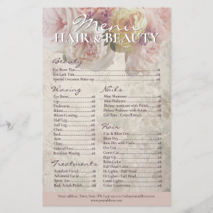 Prospectus 14 Cm X 21,6 Cm Liste de prix Roses anciennes Ongles Épilation Bea