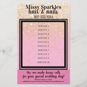 Prospectus 14 Cm X 21,6 Cm Liste des prix du salon de pédicure pour manucure