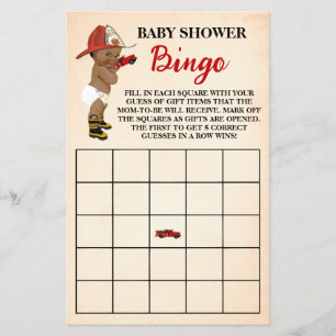Prospectus 14 Cm X 21,6 Cm Little AA Firefighter Baby shower Bingo Carte de j