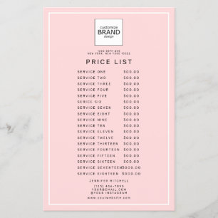 Prospectus 14 Cm X 21,6 Cm Logo Blush Pink Beauty Prix Service List