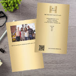 Prospectus 14 Cm X 21,6 Cm Logo de l'entreprise or photo code qr<br><div class="desc">Un arrière - plan à l'allure d'or. Personnalisez et ajoutez votre logo,  votre nom,  votre adresse,  votre texte,  votre propre code QR. Retour : ajoutez une photo et plus de texte.</div>