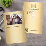 Prospectus 14 Cm X 21,6 Cm Logo de l'entreprise or photo code qr<br><div class="desc">Un arrière - plan à l'allure d'or. Personnalisez et ajoutez votre logo,  votre nom,  votre adresse,  votre texte,  votre propre code QR. Retour : ajoutez une photo et plus de texte.</div>