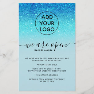Prospectus 14 Cm X 21,6 Cm Logo de prix de parties scintillant bleu cool Nous