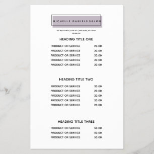 Prospectus 14 Cm X 21,6 Cm Logo féminin Lavande Prix et services Spas