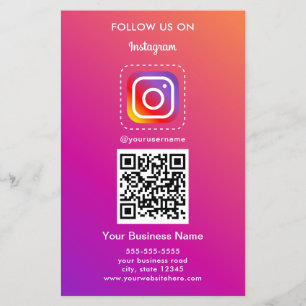 Prospectus 14 Cm X 21,6 Cm Logo Instagram Professionnel Suivez-Moi Qr Code