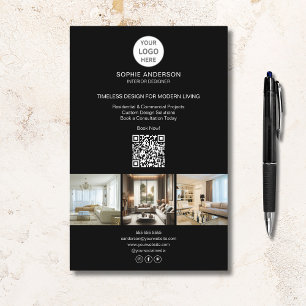 Prospectus 14 Cm X 21,6 Cm Logo Moderne Photo QR Noir Professionnel Entrepris