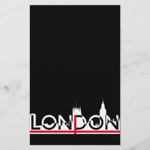 Prospectus 14 Cm X 21,6 Cm London silhouette and English flag
