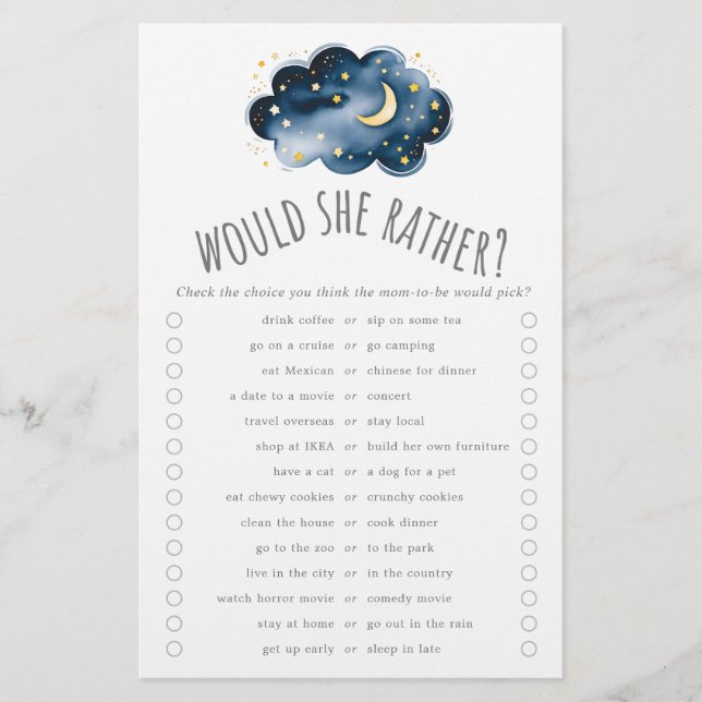 Prospectus 14 Cm X 21,6 Cm Lune et les étoiles préfèreraient Trivia Game (Devant)