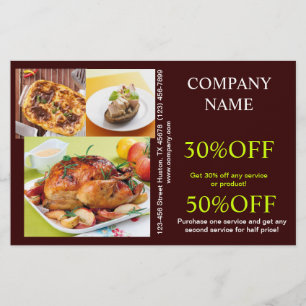 Prospectus 14 Cm X 21,6 Cm Magasin de traiteur diner boutique de poulet Retro