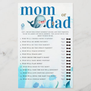 Prospectus 14 Cm X 21,6 Cm Maman ou papa Guess Baby shower Game mignonne bale