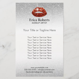 Prospectus 14 Cm X 21,6 Cm Maquillage Artiste Lèvres rouges Parties scintilla