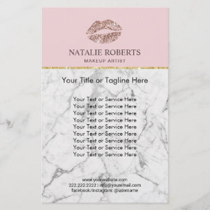 Prospectus 14 Cm X 21,6 Cm Maquillage Artiste Rose Lièvres d'or Salon de marb