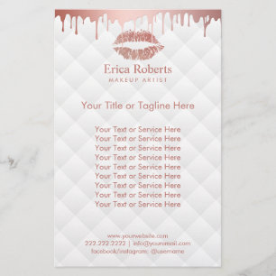 Prospectus 14 Cm X 21,6 Cm Maquillage Artiste Rose Lips d'or Salon de beauté 