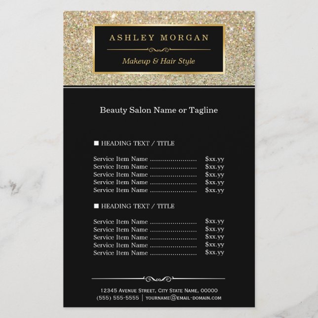 Prospectus 14 Cm X 21,6 Cm Maquilleuse Coiffeuse Pailleur Or Glamour (Devant)