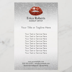 Prospectus 14 Cm X 21,6 Cm Maquilleuse Lèvres Rouges Pailleur Argent Salon de