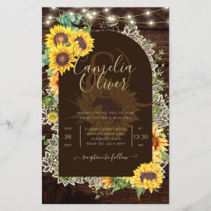 Prospectus 14 Cm X 21,6 Cm Mariage en dentelle de tournesol rustique