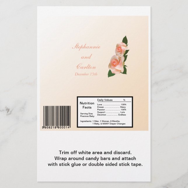 Prospectus 14 Cm X 21,6 Cm Mariage Rose rose pâle Large Hershey's Wrapper (Devant)