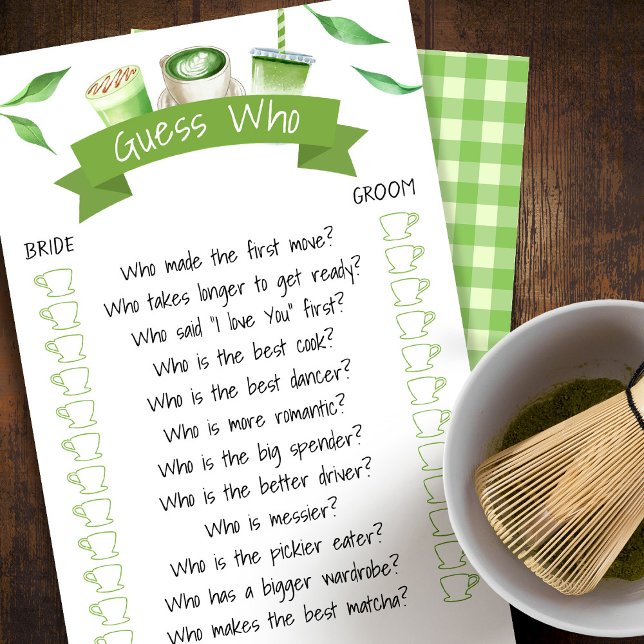 Prospectus 14 Cm X 21,6 Cm Matcha Bridal Shower Game Card (Créateur téléchargé)