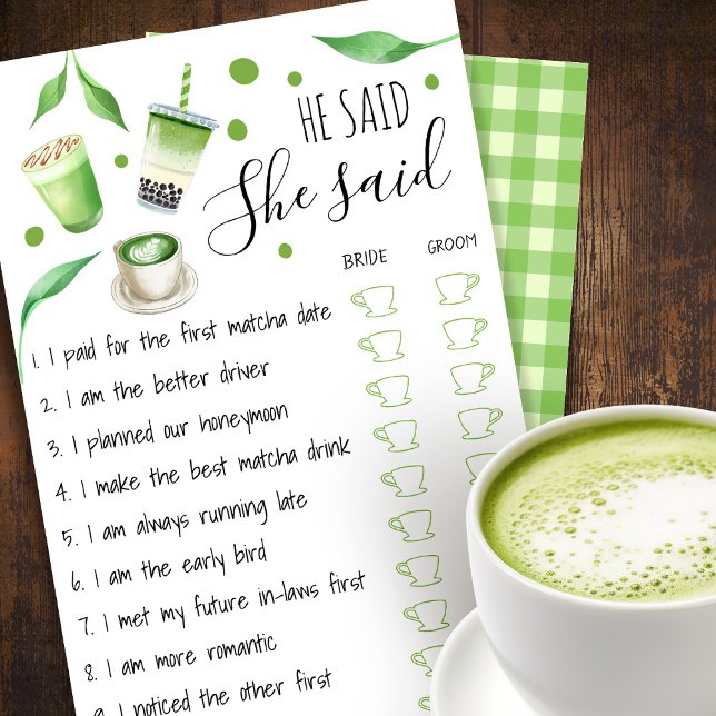 Prospectus 14 Cm X 21,6 Cm Matcha Bridal Shower Game Card (Créateur téléchargé)