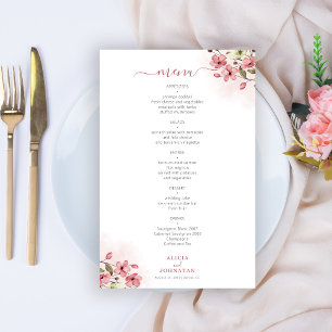 Prospectus 14 Cm X 21,6 Cm Menu Budget rose floral mariage