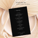 Prospectus 14 Cm X 21,6 Cm Menu Budget simple noir et blanc mariage<br><div class="desc">Moody black trendy minimalist typographie texte personnalisé modèle BUDGET menu mariage abordable PAPER FLYER. VEUILLEZ LIRE CECI AVANT D'ACHETER ! Il s'agit d'une carte économique abordable imprimée sur un FLYER. Veuillez noter que BUDGET PAPER EST MINCE - Vous pouvez mettre à niveau pour que cette carte soit imprimée sur le...</div>