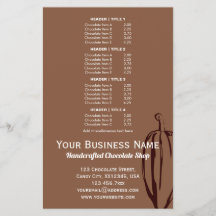 Menu de la Chocolaterie Modern Cocoa Pod Chocolati