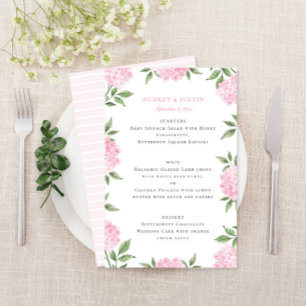 Prospectus 14 Cm X 21,6 Cm Menu de mariage avec bordure d'hortensia rose sur