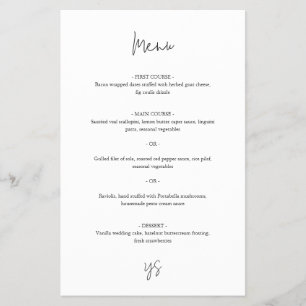 Prospectus 14 Cm X 21,6 Cm Menu de mariage chic noir et blanc moderne