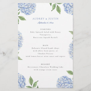 Prospectus 14 Cm X 21,6 Cm Menu de mariage classique avec bordure d'hortensia