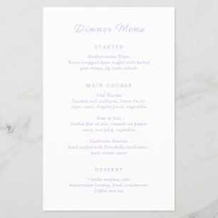 Prospectus 14 Cm X 21,6 Cm Menu de mariage classique et intemporel au lilas p