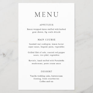 Prospectus 14 Cm X 21,6 Cm Menu de mariage classique noir et blanc à budget