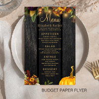 Menu de mariage en bois rustique automne