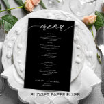 Prospectus 14 Cm X 21,6 Cm Menu de mariage romantique noir et blanc à petit b<br><div class="desc">Modèle de texte personnalisé simple écriture calligraphique blanche minimaliste tendance noir, flyer papier menu de mariage pas cher PETIT BUDGET. LIRE CECI AVANT D'ACHETER ! Il s'agit d'un programme à petit budget imprimé sur un FLYER EN PAPIER (type de papier publicitaire). NOTEZ que les couleurs de fond et de script...</div>