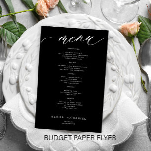 Prospectus 14 Cm X 21,6 Cm Menu de mariage romantique noir et blanc à petit b